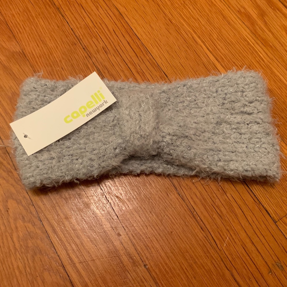 Grey Bow Knit Headband